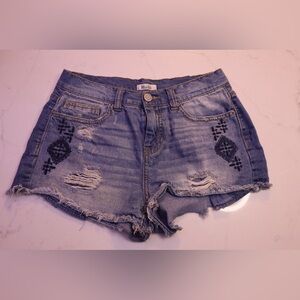 Mudd Women's Blue Distressed Jean Shorts